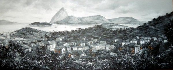 Vista panorâmica do Rio de Janeiro com Pão de Açucar em 1884